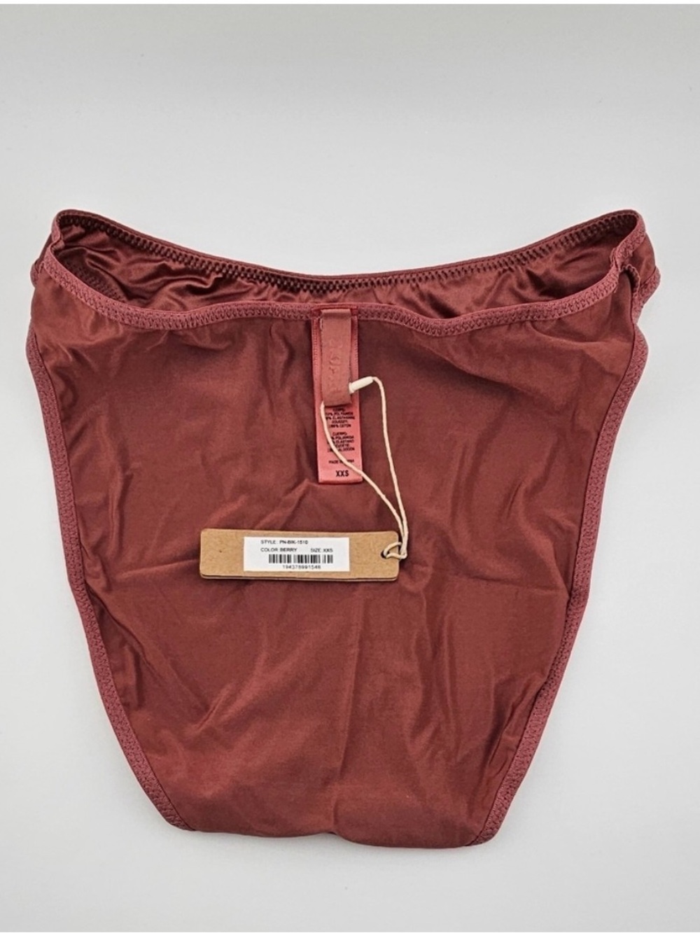 SKIMS Satin High-Cut Bikini Brief in Berry - Picture 2 of 4